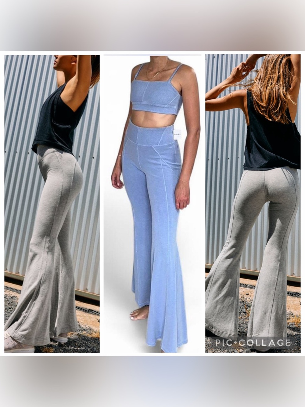 Free People Movement Set Superfly Flares and Matching Top Blue Lavender Medium